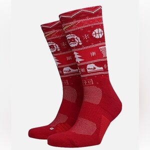 Nike Elite Red Santa NWT Basketball Youth Crew Socks Size M 5Y-7Y Women 6-10
